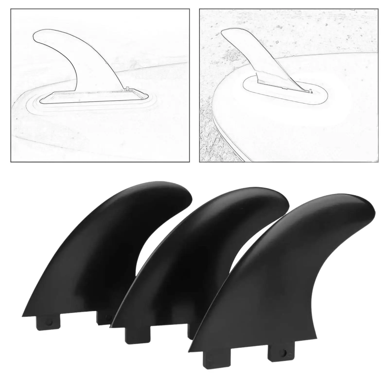 

3Pcs Surfboard Fins Reinforced Center Durable Paddleboard Fin for Paddleboard