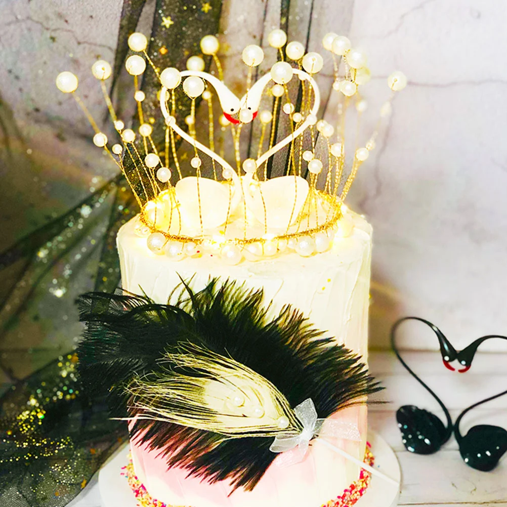 

2PCS Cake Picks Romantic Cake Pick Pearl Cake Decor for Proposal Party Wedding Anniversary