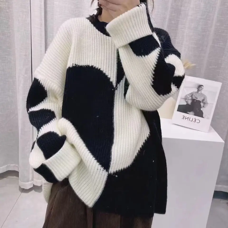 

Модный пуловер в гонконгском стиле с длинными рукавами на осень/зиму, новый популярный цветной пуловер с круглым вырезом и надписью Love, своб...