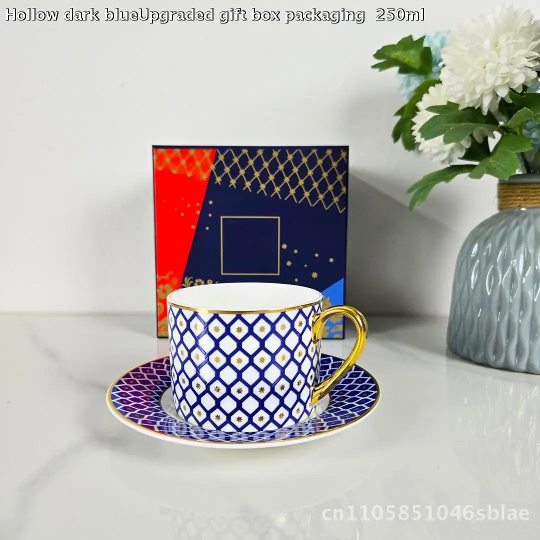 Красочный набор позолоченных кофейных чашек и блюдец из звездного костяного фарфора, 250 мл, набор послеобеденного чая в богемном стиле для отеля-ресторана