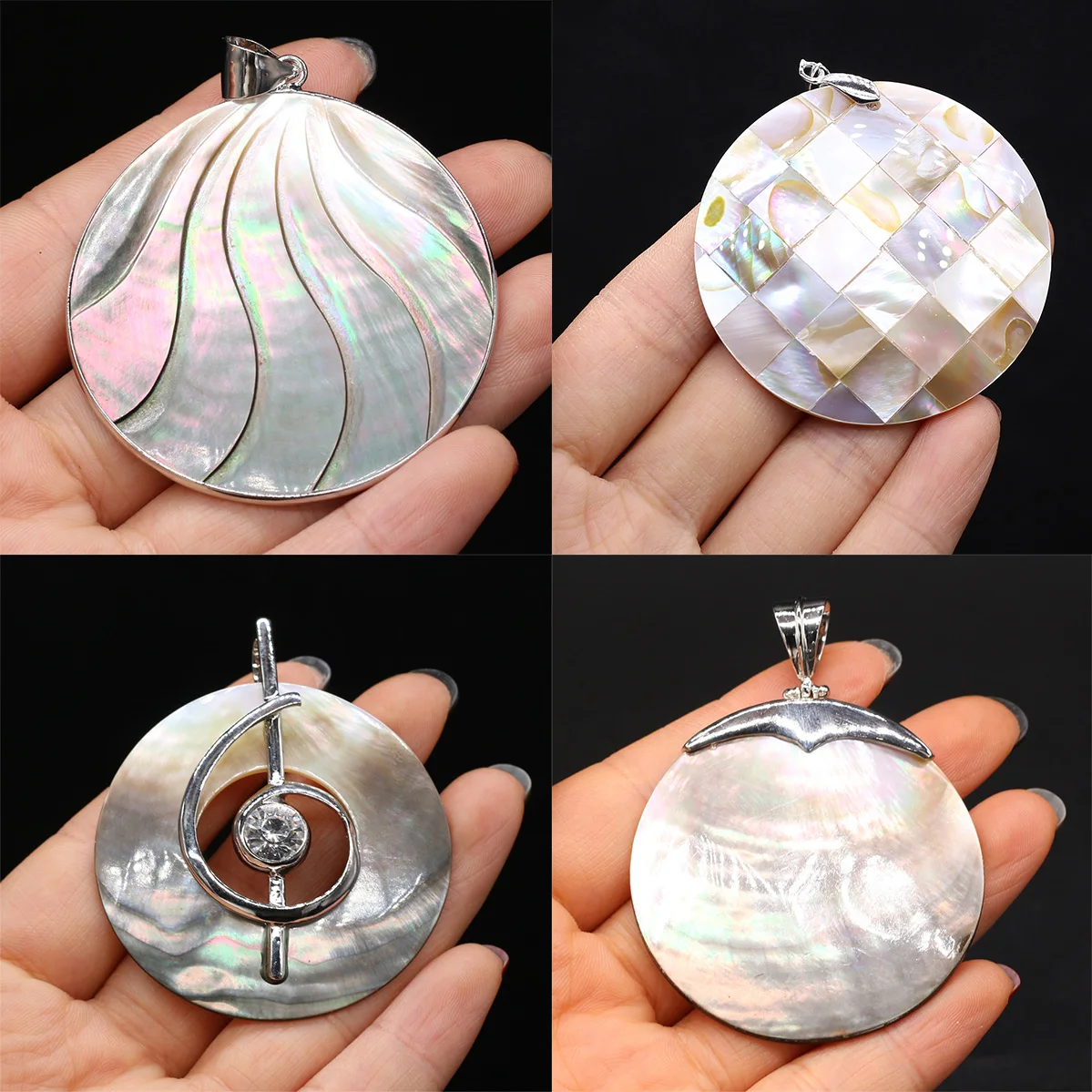 

24 Kinds Charming Natural Freshwater Shell Round Heart shaped Pendant Jewelry Making Necklace Earrings Accessories Gift