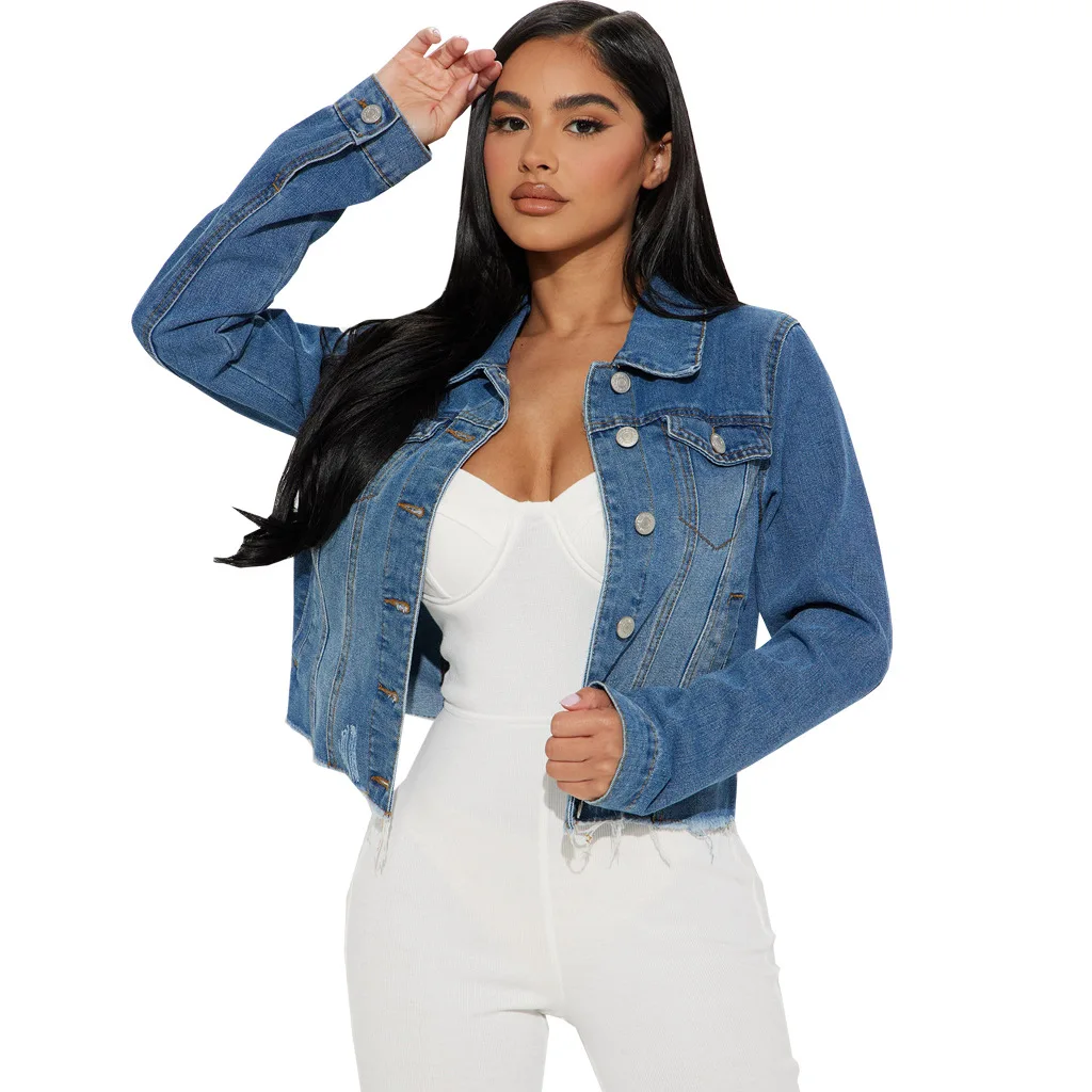 FNOCE 2023 городская мода повседневная Уличная Лоскутная джинсовая короткая куртка