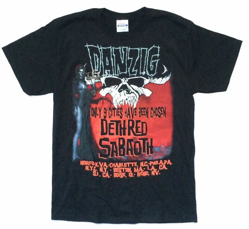 

Danzig 9 Cities Deth Red Sabaoth Tour Black T Shirt New Licensed