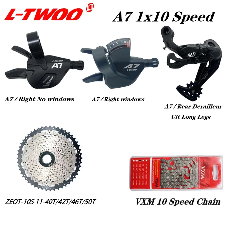 

LTWOO A7 1X10S Bicycle Groupset 10 Speed 10v Shift lever Long Ult Long Derailleur ZEOT Cassette 40T 42T 46T 50T VXM X10 Chains