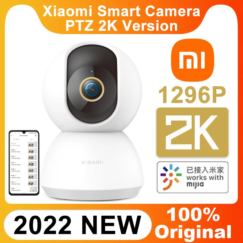 

Умная домашняя камера видеонаблюдения Xiaomi, 360 °, PTZ, 2K, радионяня, 1296x2304P, AI панорамная камера, HD веб-камера ночного видения, работает с Mijia