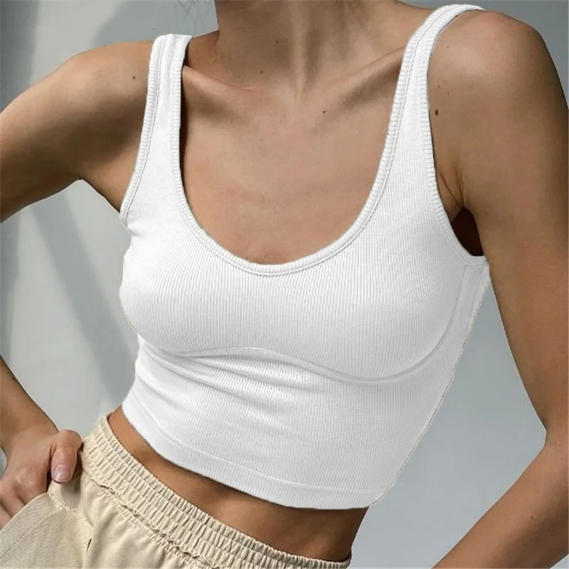 Женский трикотажный топ с глубоким V-образным вырезом без рукавов | Женская