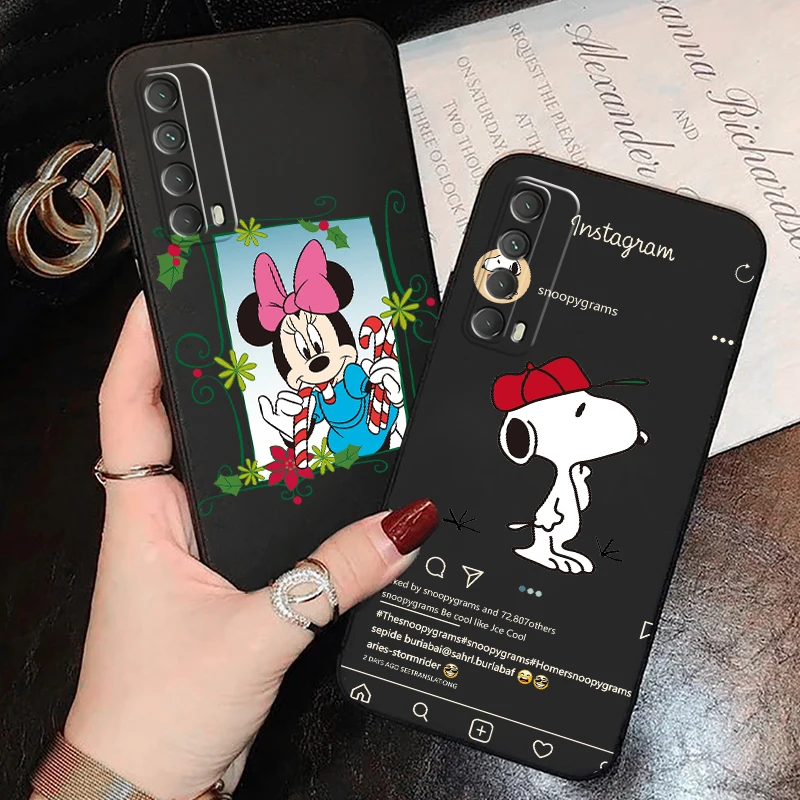 

Disney Mickey Minnie Anime Phone Case For Huawei P Smart Z 2019 2020 2021 P40 P30 P20 P10 Lite 5G Coque Carcasa Liquid Silicon