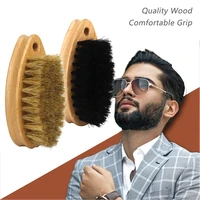 barbershop individualit round wood handle men beard brush for facial care cleaning mustache tools