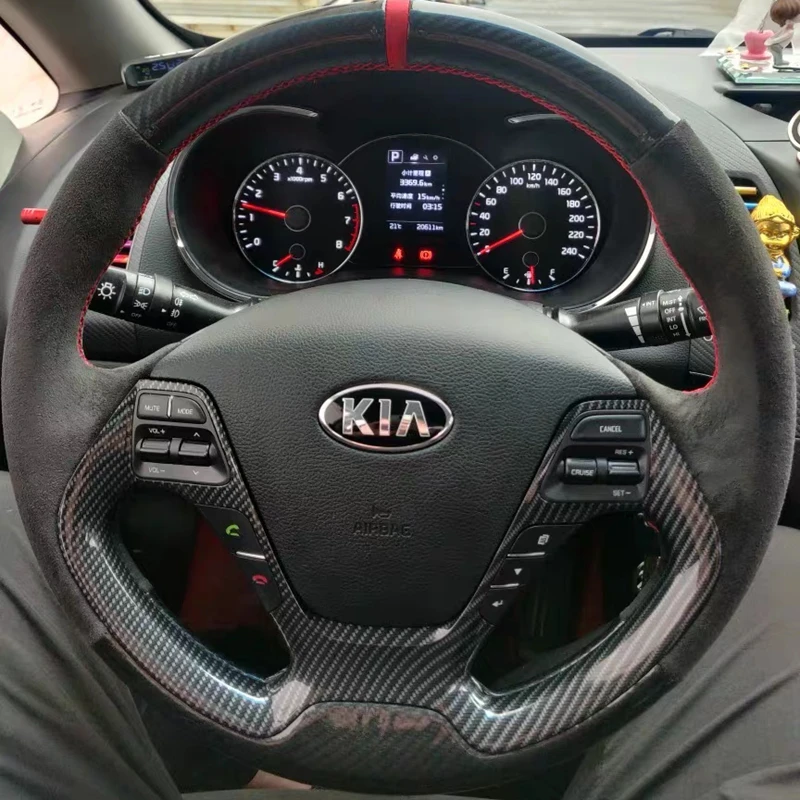 

Custom Car Steering Wheel Braid Cover Suede Carbon Fiber 100% Fit For Kia K3 2013 Kia K2 2015 Kia Ceed Cee'd 2013 2014 Cerato