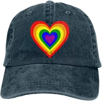 rainbow love retro adjustable cowboy denim hat unisex hip hop black baseball caps