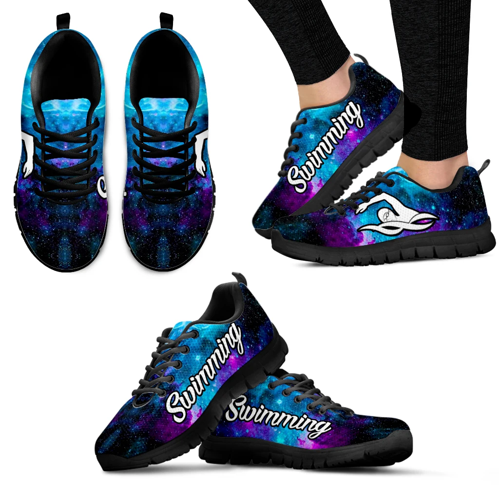 

INSTANTARTS Pop Star Design Brand Fashion Sneakers Swimming Print Black Soft Sole Casual Shoes Love/sports Shoes Zapatos Planos