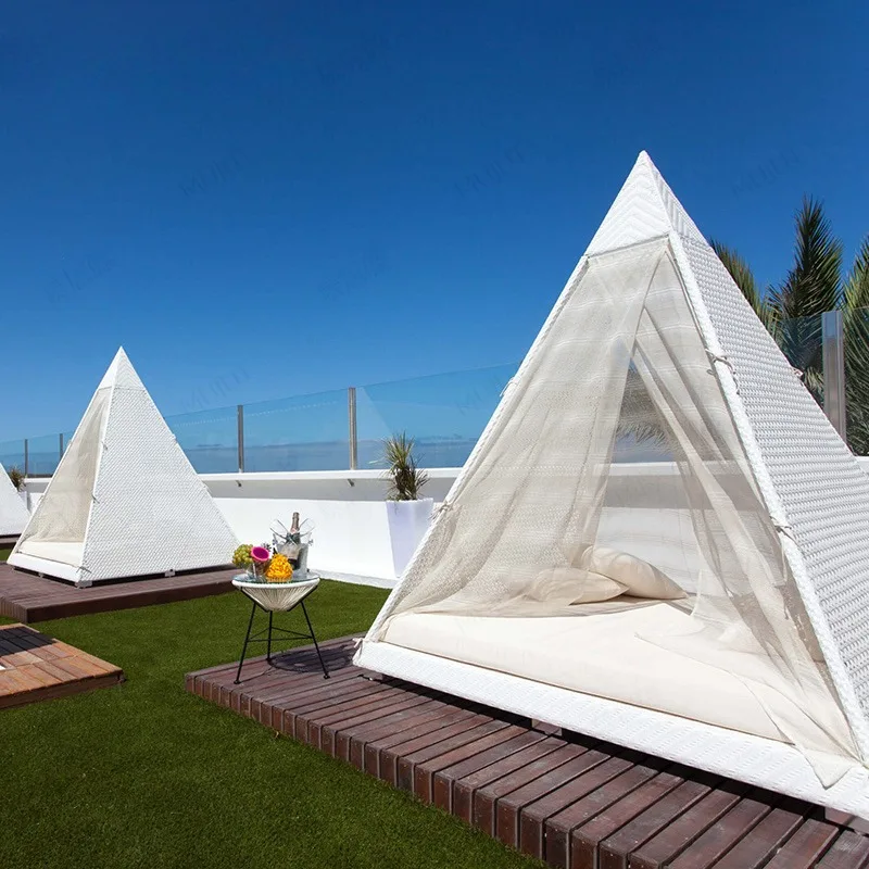 Уличный шезлонг Пирамида из ротанга Балкон Открытый тент Двор Курорт