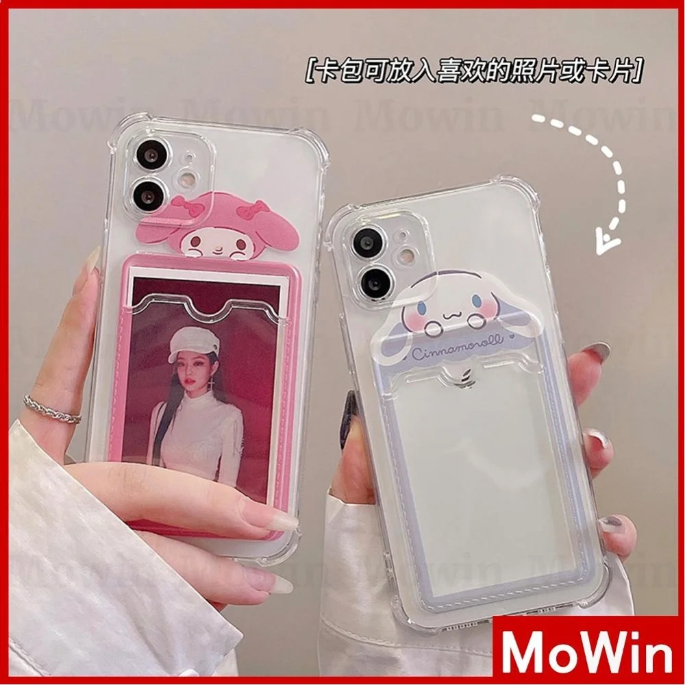 

iPhone Case Card Silicone Soft Clear Case Storage Photo Card Cartoon Cute for iPhone 11/12/13 pro max xr xs max 7/8/Plus