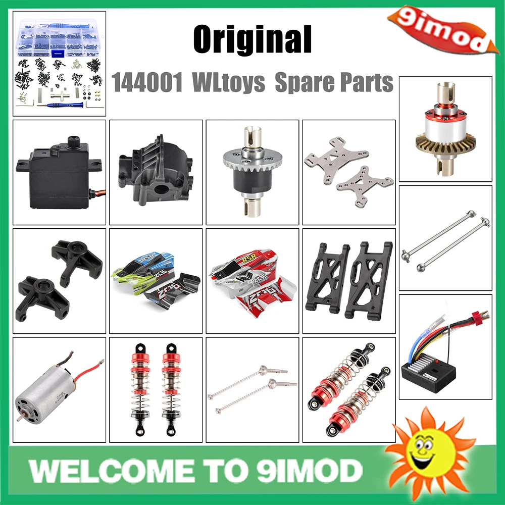 

WLtoys 144001 1/14 запасные части для радиоуправляемых автомобилей, серводвигатель, поворотный рычаг, C сиденье, дифференциальные шины, амортизатор...
