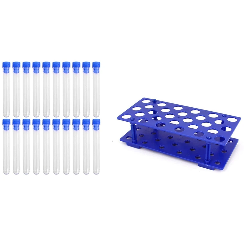 

20 Pcs. Not Graduated Plastic Test Tube & 1X Laboratory Plastic 28 Hole 17Mm Dia 15ML Centrifugal Test Tube Rack Holder