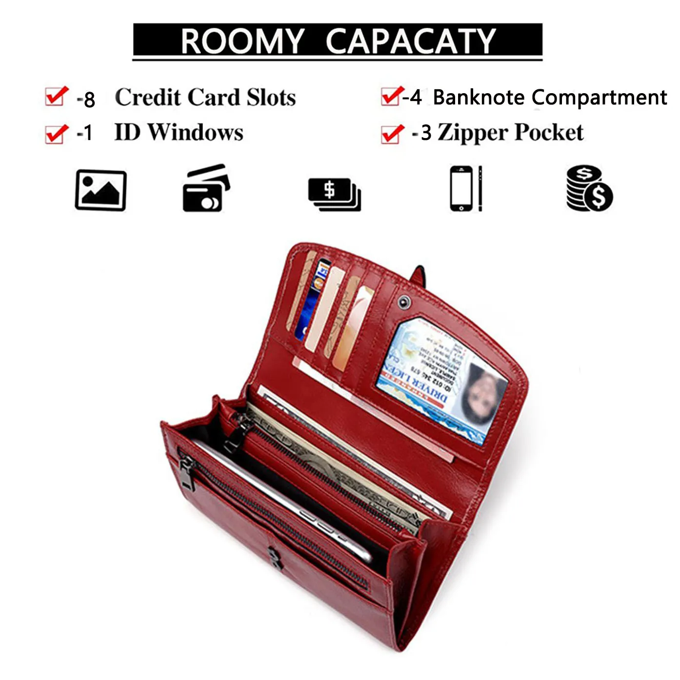 new leather wallet women rfid long zipper retro women wallet large capacity fashion female bag free global shipping