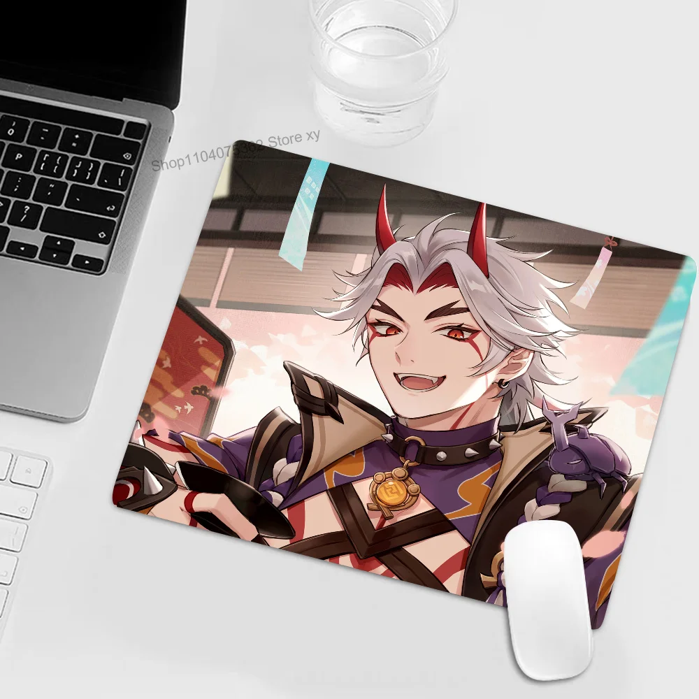 Arataki Itto Genshin Impact Mousepad RGB Small Size Gaming Mouse Pad With LED Light Desk Mat Super Smooth Non-slip Rubber