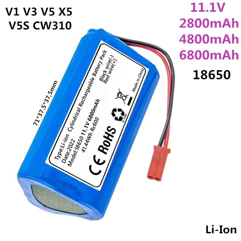 

11.1 V 2800mAh/4800mAh/6800mAh For Ecovacs Llife V1 X3 V3 V5 X5 CW310 CEN250 Robotic Vacuum Battery
