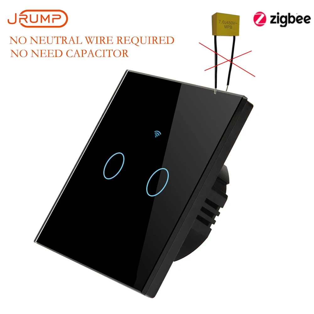 

EU Zigbee Smart Touch Switches Wall Switch No Neutral Wire Requir With Alexa Google Home No capacito Requirement Touch Switch