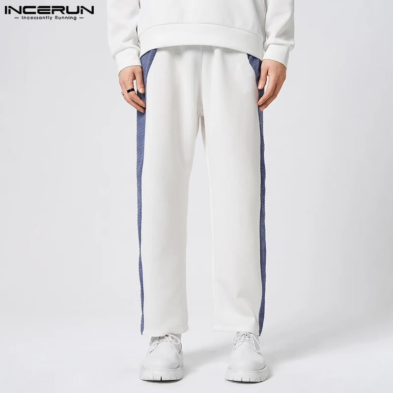 

INCERUN Men Pants Patchwork Elastic Waist Loose Joggers Casual Trousers Men Streetwear 2023 Fashion Leisure Straight Pants S-5XL
