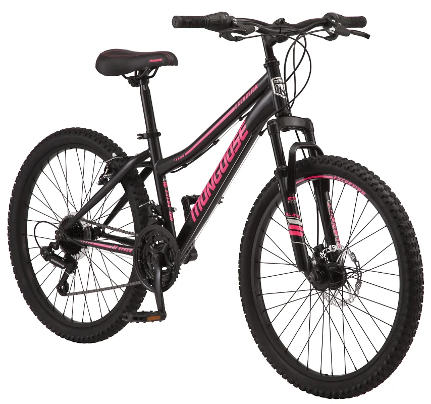 Mongoose 24-in. Excursion Unisex Mountain Bike, Black, 21 Speeds