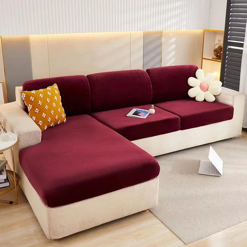 

Бархатный чехол на сиденье дивана, чехол на подушку, толстый жаккардовый однотонный мягкий эластичный чехол для дивана, защита для мебели