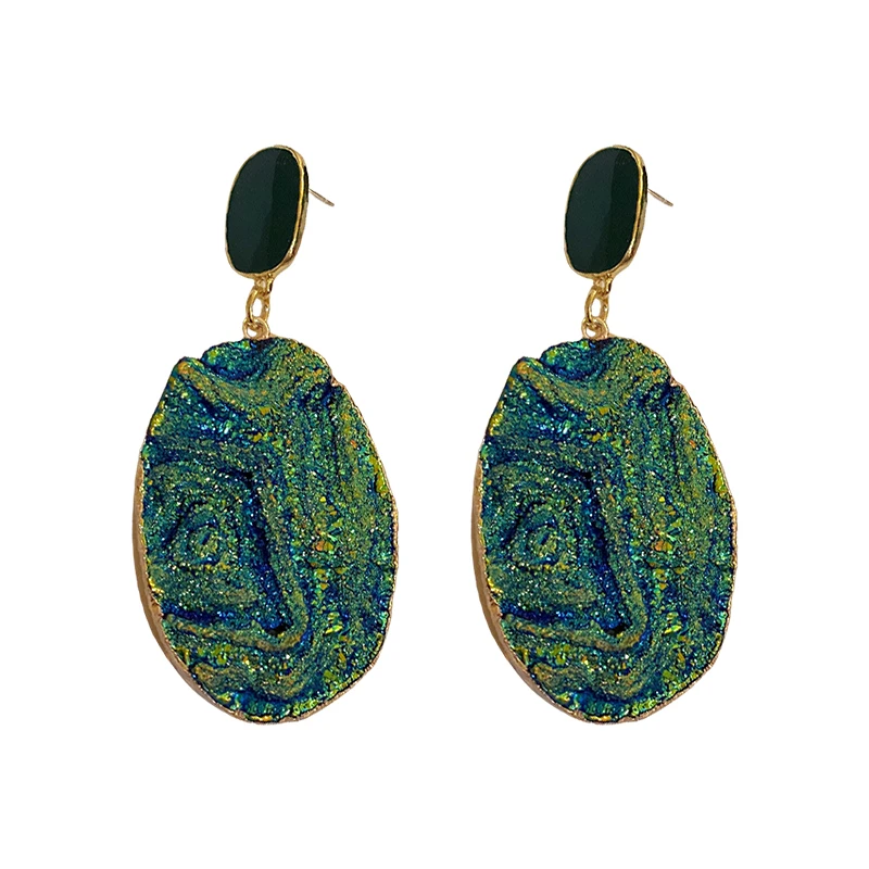 Exaggerated Long Blue Irregular Earrings Light Luxury Design Ear Studs Elegant High-Grade