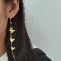 trend new long drop earrings for women 2022 butterfly ear piercing gold plated fashion luxury jewelry girl wedding accessori