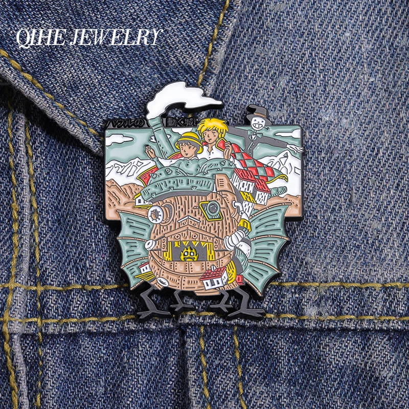 

Mobile Castle Enamel Pin Badge Brooch Metal Custom Women's Children Accessories Decorative Lapel Clothes Hats Wholesale Friends