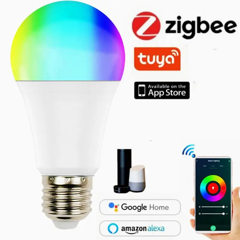 

Умная Светодиодная лампа Zigbee E27, лампа для умного дома с теплым и холодным светом, дистанционным управлением, голосовым управлением, Alexa Google ...