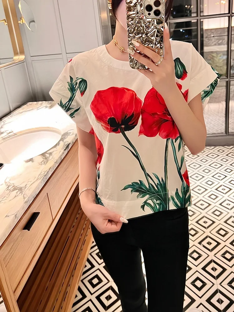 

Traf 2023 woman T-shirt cotton 3D printing loose casual women's y2k tops T-shirt New fashion high quality tops pullover bra XL