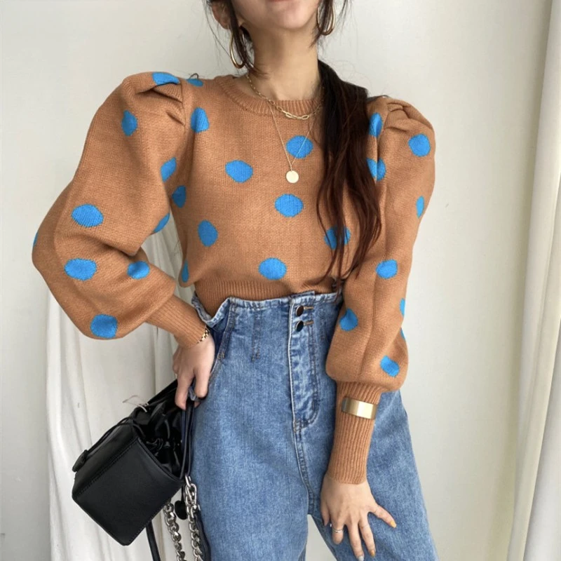 2024 Новый шикарный свитер с пышными рукавами женский стильный осень-зима пуловер