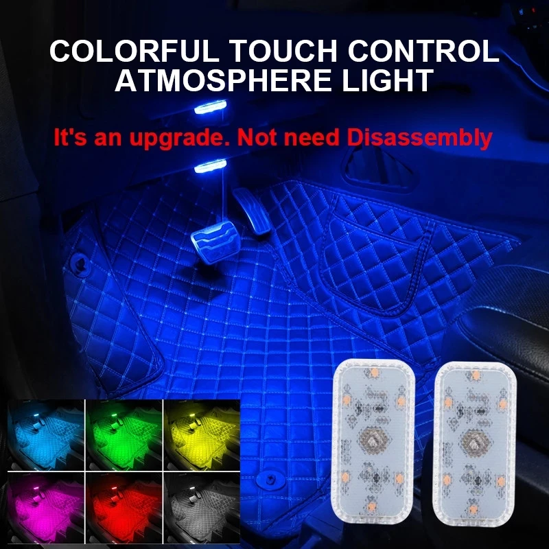 

EURS Car Roof Decorative Lamp Wireless LED Indoor Touch Lights USB Charging Door Feet Trunk Reading Lights Atmosphere Light