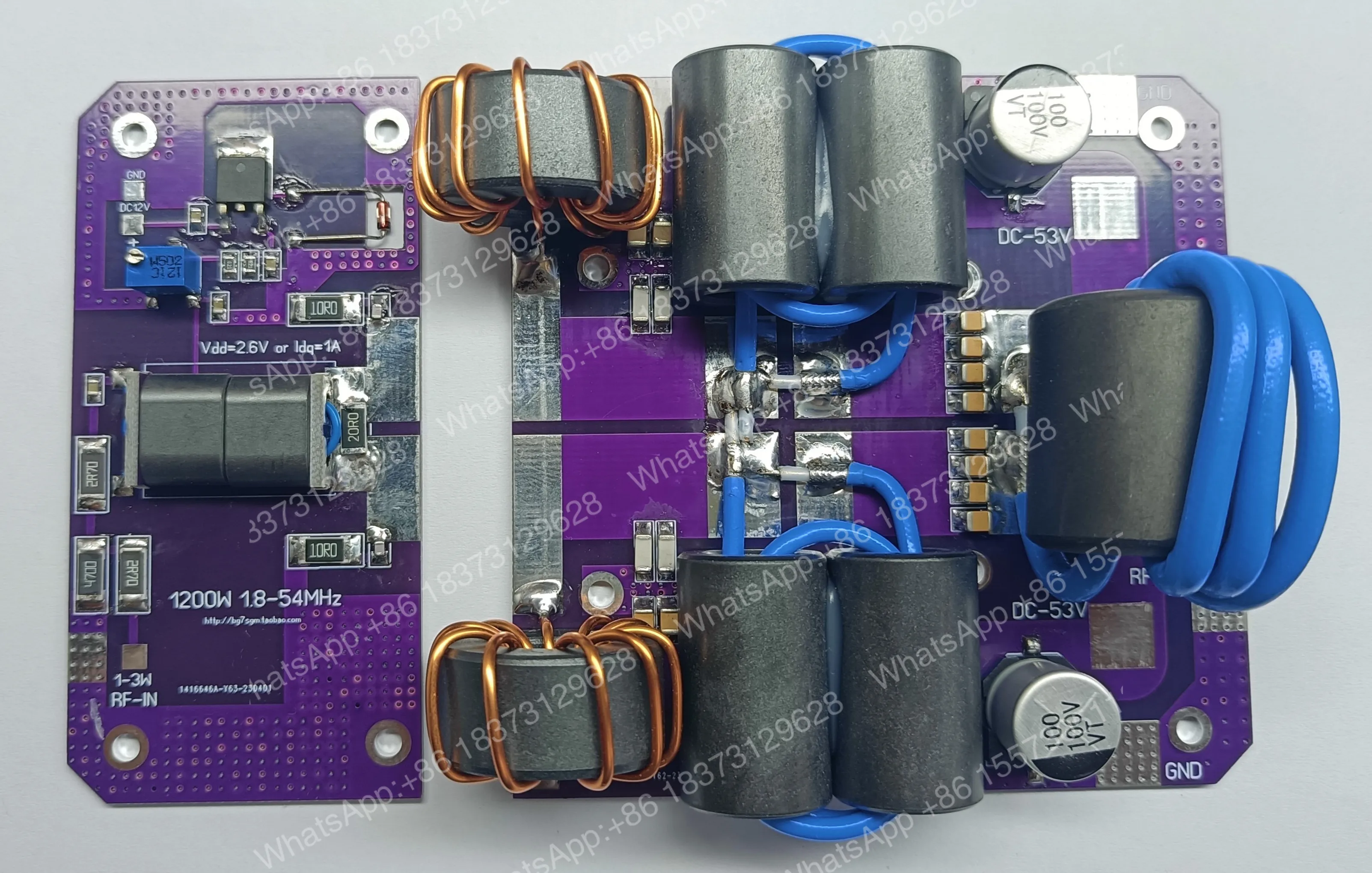 Фото Комплект усилителя HF 1200W, плата усилителя мощности MRFX1K80H, усилитель BLF188 №1
