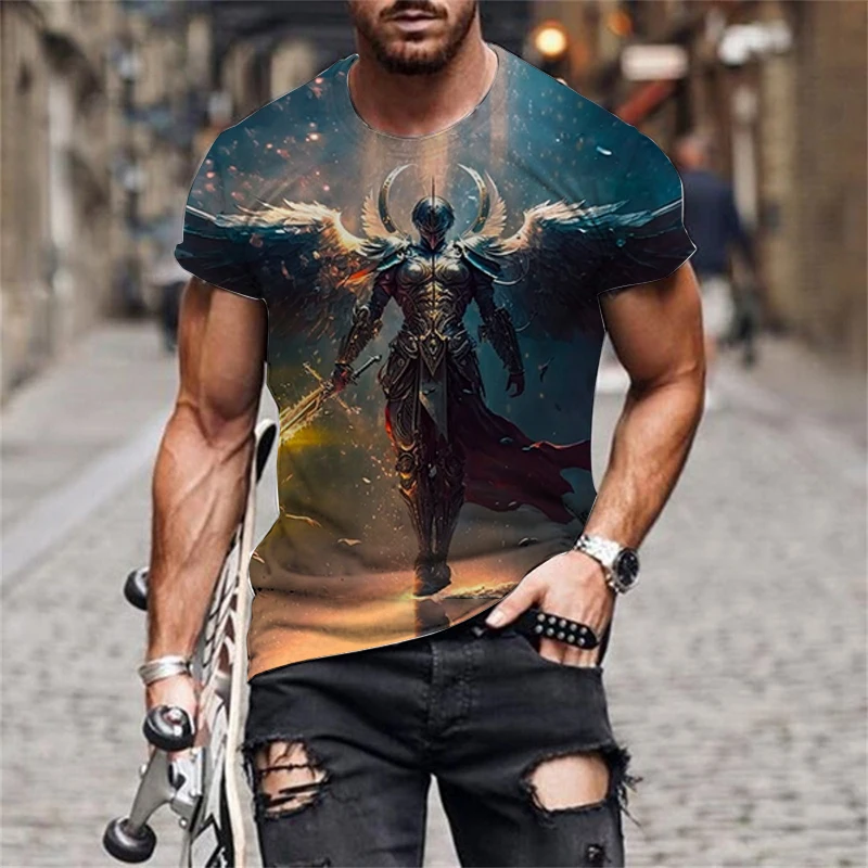 

Fashion men's T-shirt with character Graphic 3D Printed Short Sleeve Summer oversized Polyester Fiber Clothing