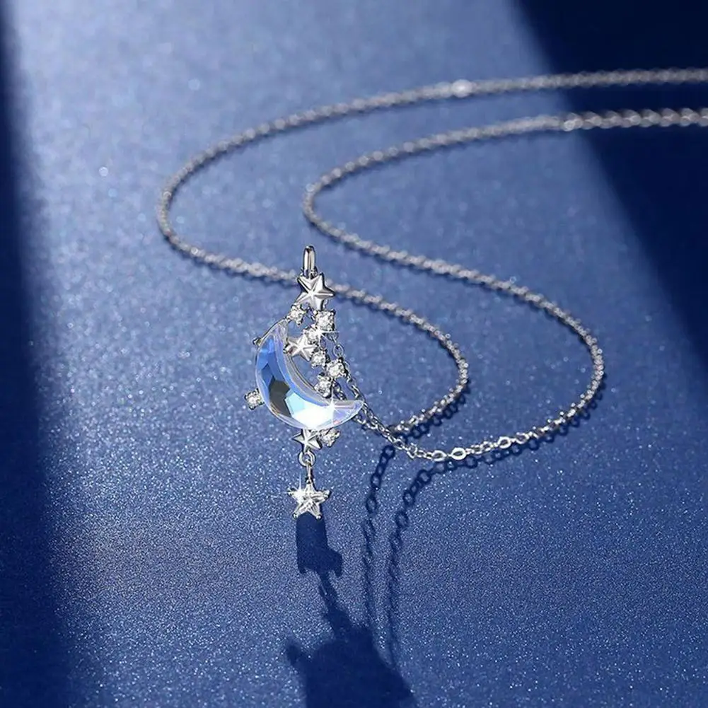 Женское ожерелье с подвеской в виде Луны звезды и реки