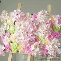 10pcs 40cm60cm artificial silk multi color hot pink hydrangea rose flower wall wedding decoration home deor party flowers wall