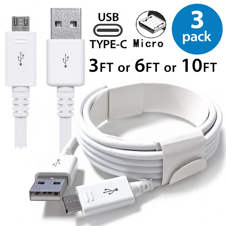 

Зарядный кабель Micro Usb Type-c, 5 контактов, 1/2/3 м, 3 шт.