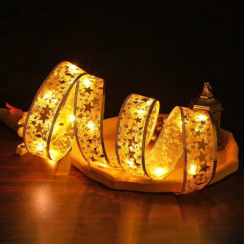 

50mm Christmas Sparkling Ribbon Nylon Satin Decorative lighting streamers Double Layer Gold Glitter Ribbon halloween decorations