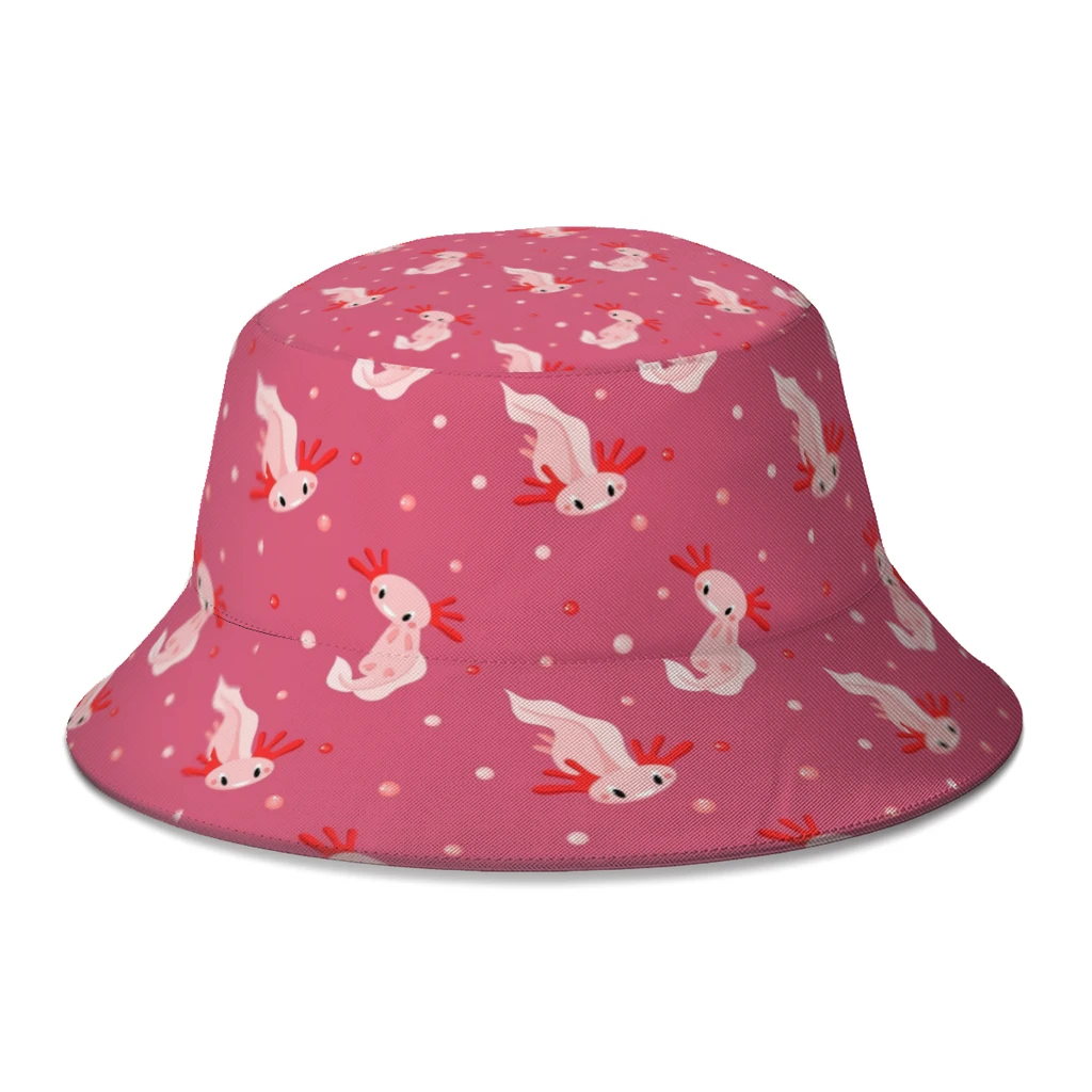 

Summer Hip Hop Bucket Hat Funny Salamander Axolotl Women Men Fishing Hats Cute Cartoon Autumn Outdoor Travel Sun Cap for Bob
