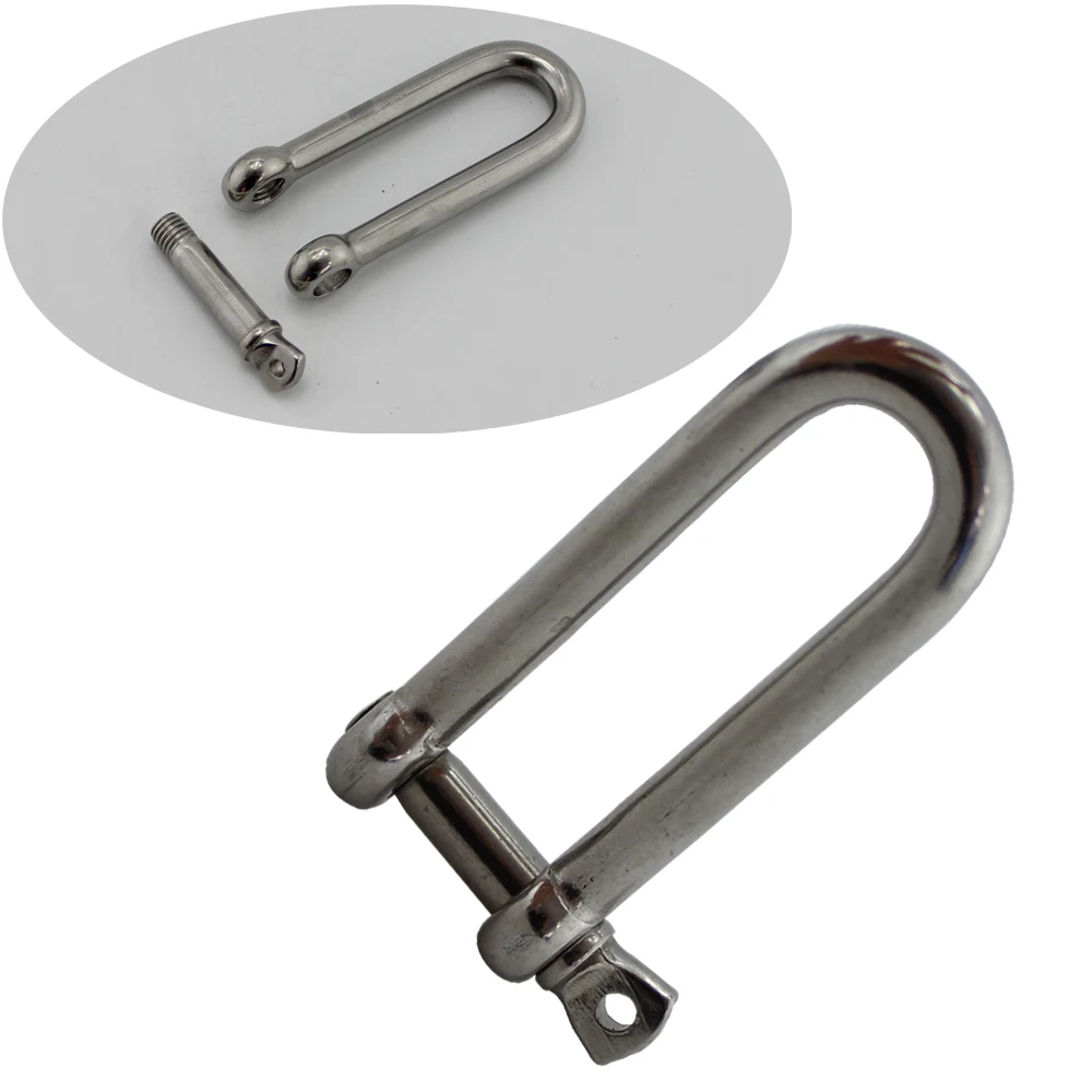 

M12 90mm Long D Shackle Marine Grade Stainless Steel AISI 304/316 Long D Screw Pin Shackle Hooks boat rigging hardware 5pcs