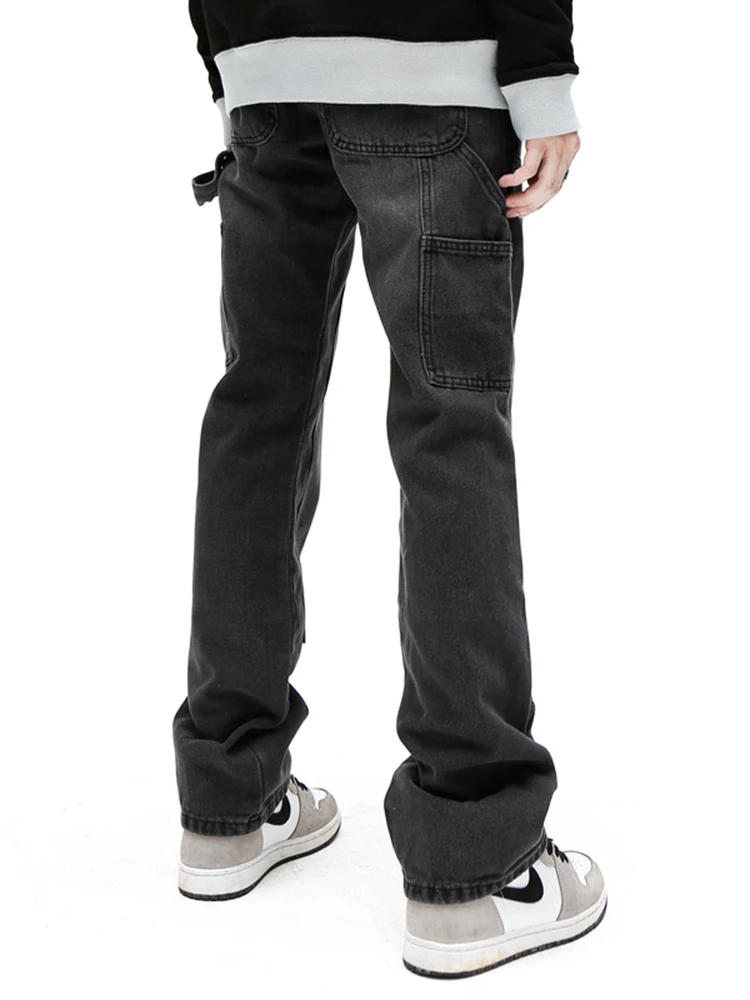 American Street Clothing Men's Casual Black Straight Jeans Y2k Wide Leg Loose Casual Trousers Fashion Men's Brand Clothing Denim