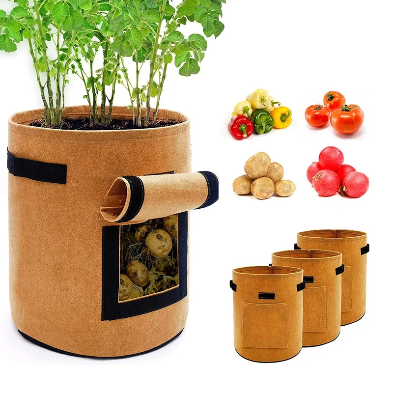 

4 шт., фетровые мешки для выращивания растений, 4 галлона