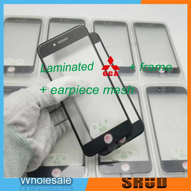 

10pcs Top Cold Press 3 in 1 LCD Front Screen Glass With Frame OCA Glue + Ear Speak Mesh For iphone 8 7 6 6s plus 11 XR