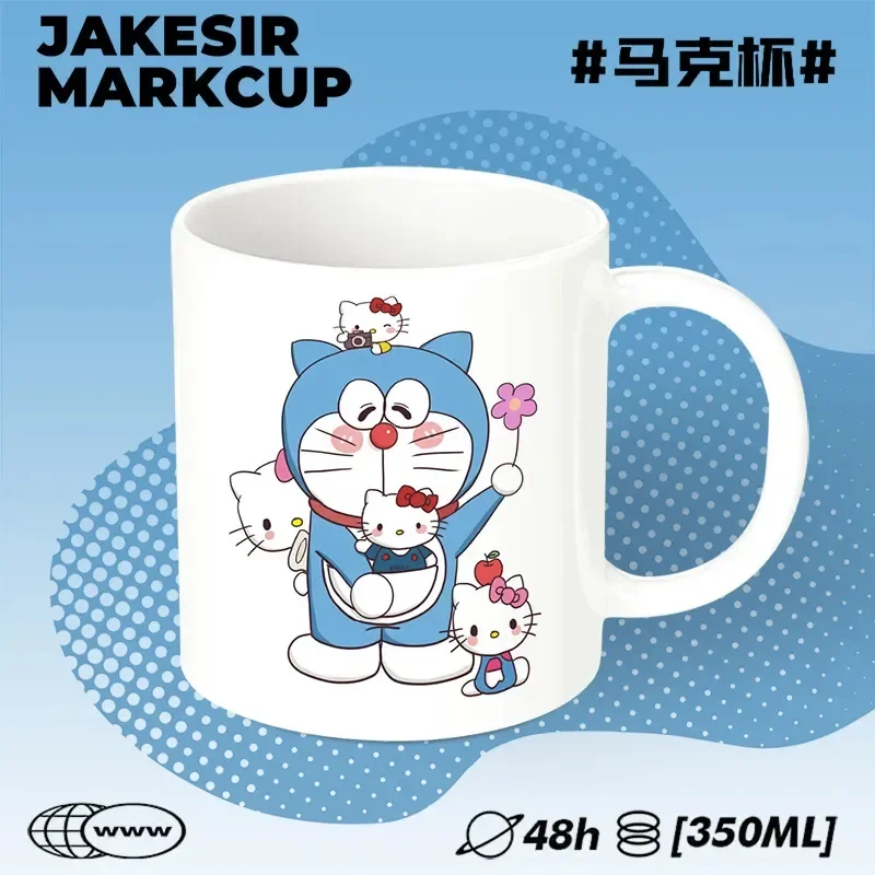 Фото Новая милая керамическая кружка Doraemon с героями мультфильмов, модная креативная чашка для пары, кофе для завтрака, анимационная индивидуальная офисная чашка для воды, подарок №4