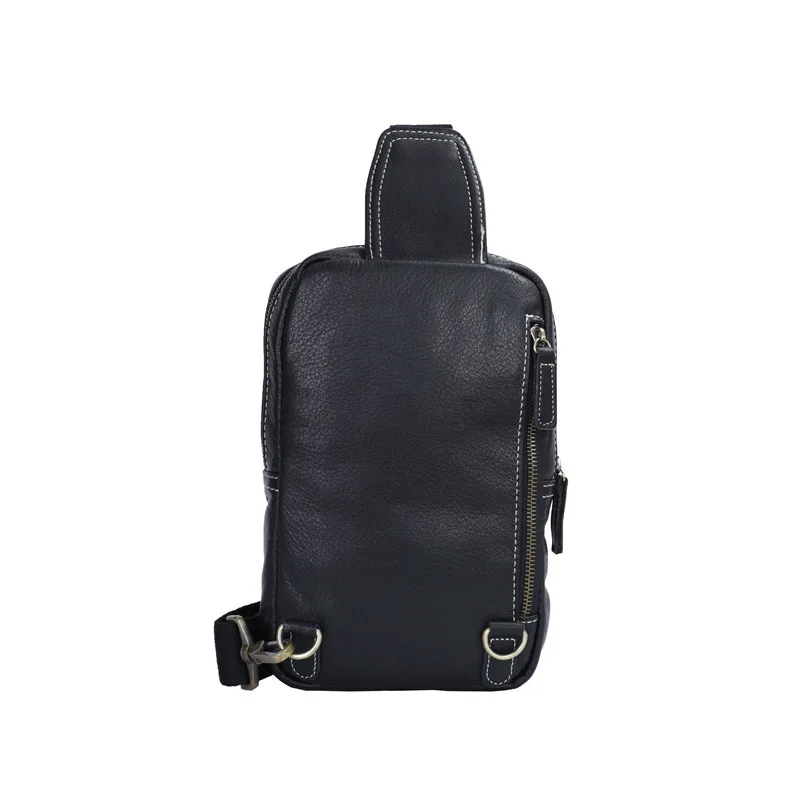 Genuine Leather Men's Chest Bag Business Black Male Shoulder Bag High Quality Crossbody Bags For Men Casual Sling Messenger Bag