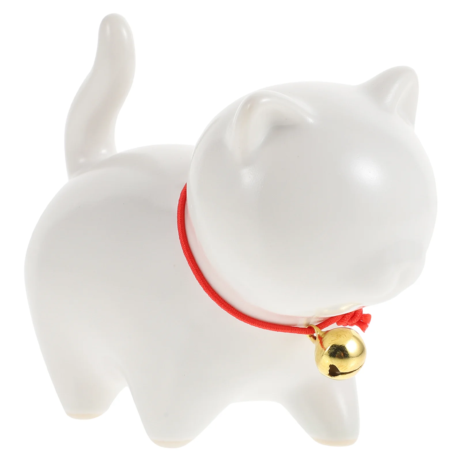 

Adorable Cat Decor Desktop Adornment Lifelike Cat Decor with Small Hanging Bell