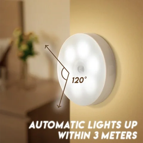 Magnetic Motion Sensor Night Light LED Wall Lamp Intelligent Infrared Induction USB Rechargeable Bedroom Energy Saving Lam |