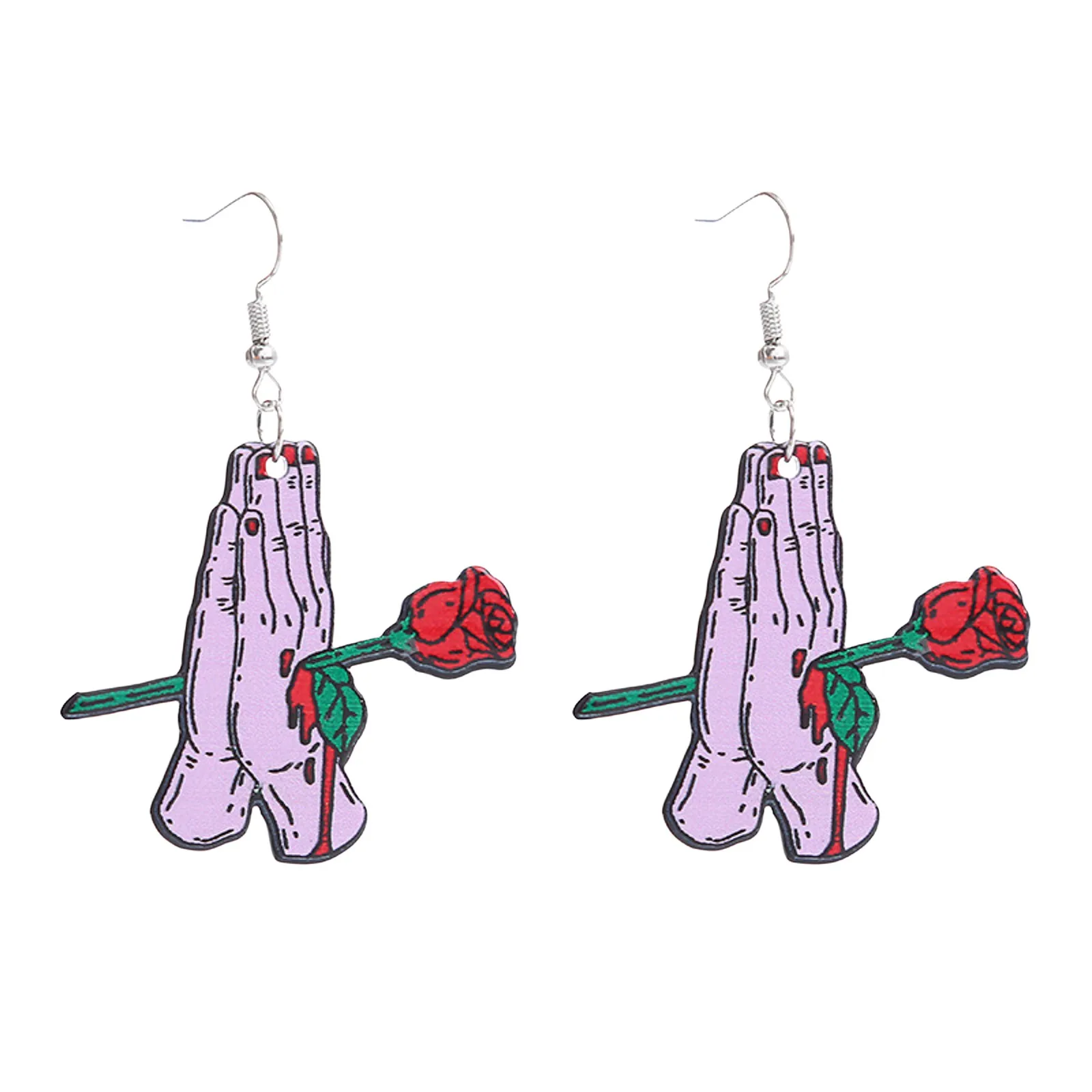 

The Rose Collection Of Acrylic Earrings With A Halloween Vibe Halloween Womens Cute Earrings Heart Hoop Earrings for Women