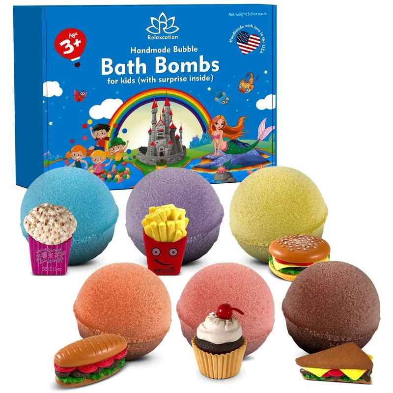 

Бомбочки для ванны с сюрпризом внутри, подарок для фаст-фуда, натуральные и безопасные Бомбочки для ванны, подарочный набор для девочек и мальчиков, разноцветные органические